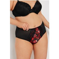 Yours Yours Plus Size Curve Slip in Rot mit Blumenmuster aus Netzstoff in Größe 62-64 | Elasthan/Polyamid