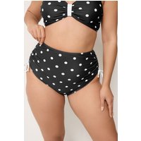 Yours Yours Damen Bikinislip in Schwarz mit Extrahohem Bund und Punkten in Größe 50 | Polyester/Elasthan
