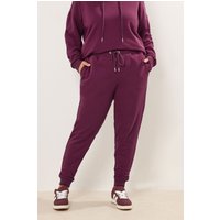 Yours Yours Damen Jogginghose in Burgunderrot mit Bündchen in Größe 44 | Baumwolle/Polyester