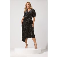 Yours London Yours London Damen Maxiwickelkleid in Schwarz aus Samt mit Sternen und Glitzerdesign in Größe 54-56 | Polyester/Elasthan