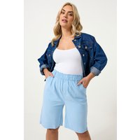 Yours Yours Damen Strukturierte Baumwollshorts in Blau in Größe 58-60 | Baumwolle
