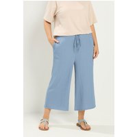 Yours Yours Damen Culotte in Hellblau mit Knitteroptik in Größe 46 | Polyester/Elasthan