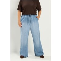 Yours Yours Damen Jeans in mittelblau mit Kordelzug und Weitem Bein in Größe Short 46 | Baumwolle