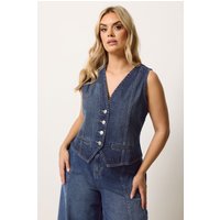 Yours Damen Yours – Jeansweste in Blau in Größe 58-60 | Baumwolle