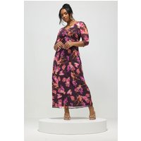 Yours London Yours London Damen Maxikleid in Lila aus Netzstoff mit Abstraktem Muster in Größe 54-56 | Polyester/Elasthan