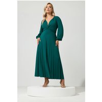 Yours London Yours London Damen Plus Size Green Knot Long Sleeve Maxi Dress Size 46 | Polyester/Elasthan