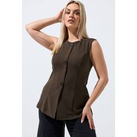 Limited Collection Limited Collection Damen Weste in Schokobraun mit Nahtdetails in Größe 50-52 | Polyester/Elasthan