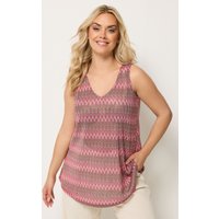 Yours Damen Yours – Trägershirt in Rosa mit Zickzackmuster in Größe 50-52 | Polyester
