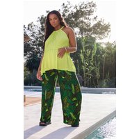 Bump It Up Bump It Up Damen Maternity – Hose in Schwarz mit Palmblättermotiv in Größe 50 | Viskose