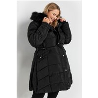 Bump It Up Bump It Up Damen Midisteppmantel in Schwarz in Größe 50-52 | Polyester