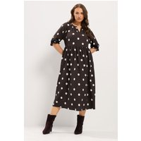 Yours Yours Damen Maxikleid in Braun mit Fleckenmuster in Größe 48 | Polyester/Elasthan