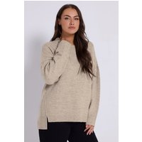 Yours Yours Damen Pullover in Beigebraun mit Überschnittenen Ärmeln und Ziernähten in Größe 50-52 | Polyester/Elasthan/Acryl