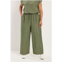 Yours Yours Damen Strukturierte Hose in Khakigrün mit Weitem Bein in Größe 46 | Polyester