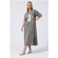 Limited Collection Limited Collection Damen Graues Maxikleid mit Mystischer Acidwaschung in Größe 50-52 | Baumwolle