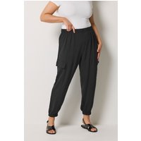 Yours Yours Damen Cargojogginghose in Schwarz aus Gewaschenem Twill in Größe 54-56 | Polyester