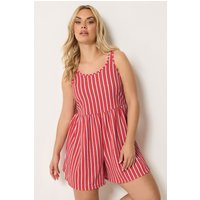 Yours Yours Damen Gestreifter Jumpsuit in Orange mit Struktur in Größe 58-60 | Polyester/Elasthan