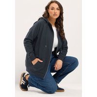 Yours Yours Damen Hoodie in Marineblau mit Durchgehendem Reißverschluss in Größe 54-56 | Baumwolle/Polyester