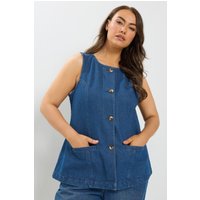 Yours Yours Damen Denimweste in indigoblau mit Taschen in Größe 42 | Baumwolle