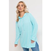 Yours Yours Damen Hoodie in Blau mit Waffelstrickmuster in Größe 50-52 | Baumwolle/Polyester