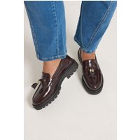 Yours Yours Damen Loafer in Schokobraun aus Lederimitat mit Quasten in Weiter E-Passform in Größe 41E | Synthetik