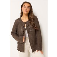 Yours Yours Damen Häkelcardigan in Schokoladenbraun in Größe 54-56 | Acryl
