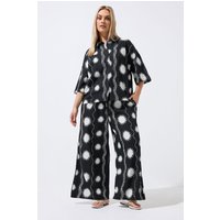 Limited Collection Damen Limited Collection – Hose in Schwarz in Knitteroptik mit Sonnenprint in Größe 46 | Polyester