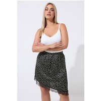 Limited Collection Limited Collection Damen Asymmetrischer Rock in Schwarz mit Punktemuster in Größe 44 | Polyester
