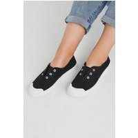 Yours Yours Damen Sliponsneaker in Schwarz aus Leinen mit Weiter E-Passform in Größe 40E | Textil/Synthetik