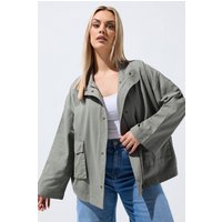 Limited Collection Limited Collection Damen Yours Hemdjacke in Steingrau mit Stehkragen in Größe 50-52 | Baumwolle
