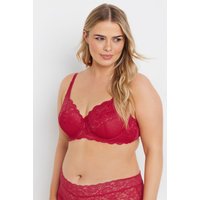Yours Yours Fuller Bust Lingerie Ungefütterter Bügel-BH in Rot mit Spitze in Größe 105C | Elasthan/Polyamid