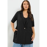 Yours Yours Damen Kurzärmeliger Blazer in Schwarz in Größe 42 | Polyester/Elasthan