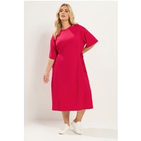 Yours Yours Damen Midikleid in Rot mit Bindeband Vorne in Größe 44 | Baumwolle