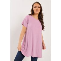 Yours Yours Damen Schwingendes T-Shirt in Rosa mit Schimmer in Größe 58-60 | Polyester/Elasthan/Metall
