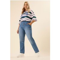 Yours Yours Damen Schmale Barreljeans in Mittelblau in Größe 52 | Baumwolle/Elasthan