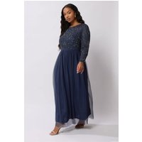 Luxe: Ultimate Embellishment Luxe: Ultimate Embellishment Damen Maxikleid in Marineblau mit Verzierung in Größe 48 | Polyester