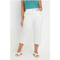 Yours Yours Damen Knöchellange Jeans in Weiß mit Weitem Bein in Größe 52 | Baumwolle/Elasthan