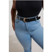 Yours Yours Damen Strukturierter Gürtel in Schwarz mit Schnalle in Größe 54-56 | Polyurethan