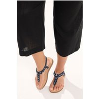 Yours Yours Damen Sandalen in Marineblau mit Schmucksteinblumenapplikation und Weiter E-Passform in Größe 42EEE