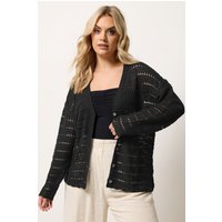 Yours Yours Damen Pointellestrickjacke in Schwarz in Größe 54-56 | Acryl