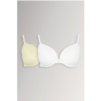Yours Yours Fuller Bust Lingerie T-Shirt-BHs in Gelb mit Spitze, 2er Pack in Größe 100E | Polyester/Elasthan/Polyamid
