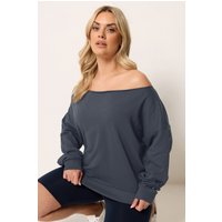 Yours Yours Damen Schulterfreies Sweatshirt in Marineblau in Größe 54-56 | Baumwolle/Polyester