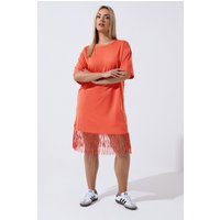 Limited Collection Limited Collection Damen Strandkleid in Orange mit Quasten in Größe 50-52 | Baumwolle