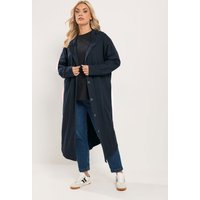 Yours Yours Damen Geknöpfte Kapuzenjacke in Marineblau in Größe 54-56 | Baumwolle/Elasthan