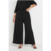 Yours Yours Damen Hose in Schwarz mit Metallicstreifen und Weitem Bein in Größe 50-52 | Polyester/Elasthan