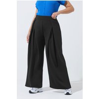 Limited Collection Limited Collection Damen Hose in Schwarz mit Weitem Bein und Bundfalten in Größe 54-56 | Polyester/Elasthan