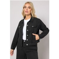 Yours Yours Damen Kurze Jeansjacke in Schwarz in Größe 54-56 | Baumwolle