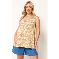 Yours Yours Damen Trägershirt in Gold mit Zebraprint in Größe 66-68 | Baumwolle