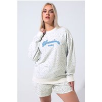 Limited Collection Limited Collection Damen Sweatshirt in Weiß mit Zartem Blumenmuster und Schriftzug Blooming in Größe 50-52 | Baumwolle/Polyester
