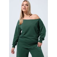 Limited Collection Limited Collection Damen Sweatshirt in Waldgrün mit Weitem Ausschnitt in Größe 54-56 | Baumwolle/Polyester