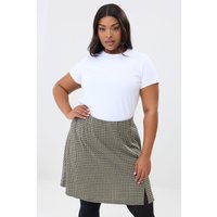 Yours Yours Damen Curve Minirock in Grün mit Karomuster in Größe 44 | Polyester/Elasthan